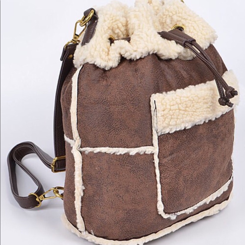 Faux leather and fur backpack NWT